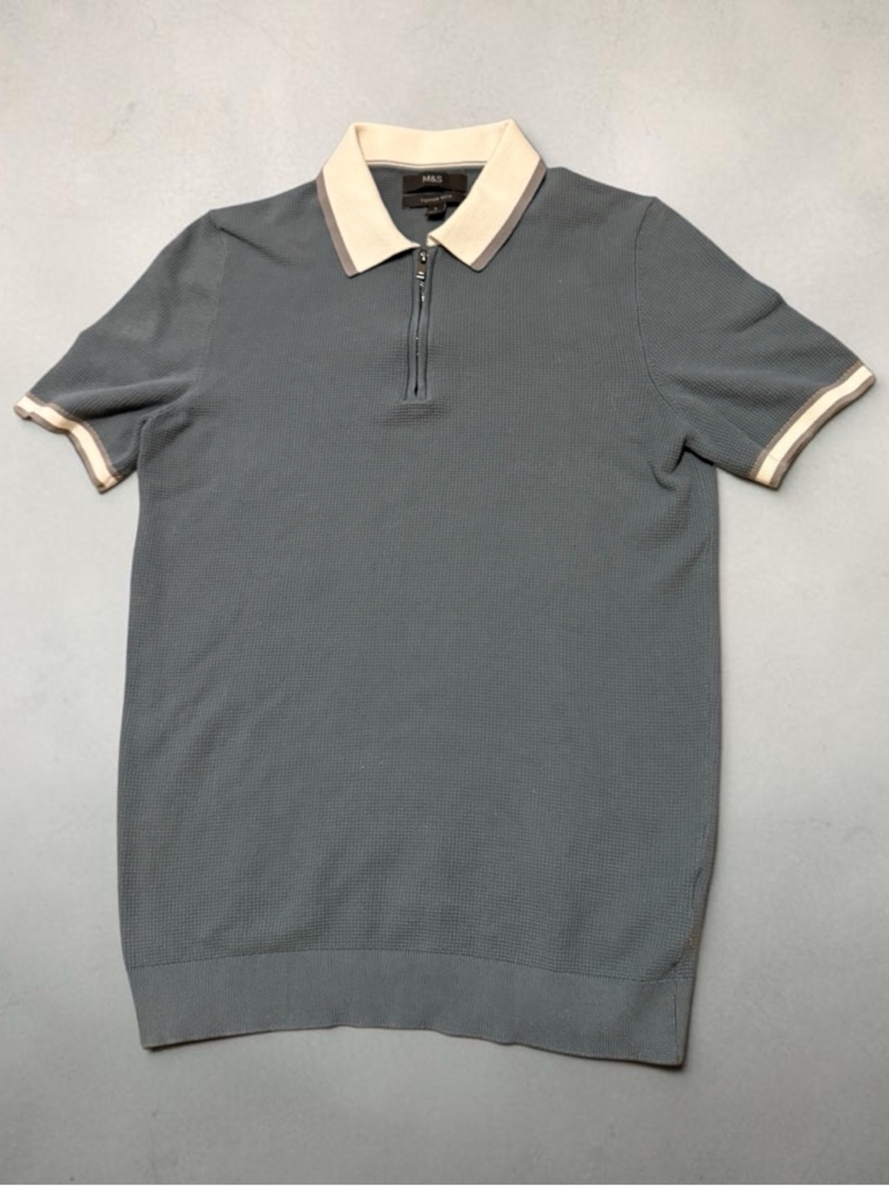 M&S Mens Cotton Polo Knit Shirt with Contrast Collar size Small - Picture 2 of 5